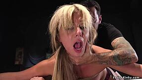 the big cock master tied up the blonde and slammed her deep in a kinky dungeon session