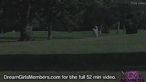 wild latina flashing nude on a public golf course