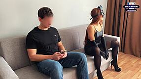 A Slutty Girl In A Leather Dress Gave Herself To A Stranger Out Of Boredom