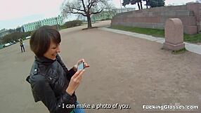 Teen Kirsten in glasses gets bent over for spontaneous top-floor ride