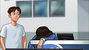 Summertime Saga 74 brings erotic cartoon action with a brunette in steamy game scenes