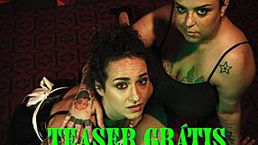 Fat Tattooed BBW Teases with Dildo and Strapon in BDSM Discovery