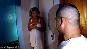 Giving oral to neighbor on building stairs