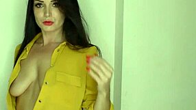 Hot Brunette With Long Hair Dancing For Followers!