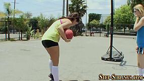 Busty Lesbian Stepsis Gives Oral Fingering Masturbation