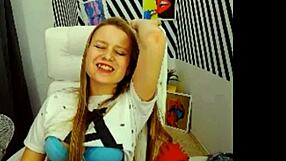 Alicebush indulges in a solo masturbation session at home