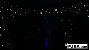 Two hot blondes share a halloween scare