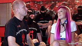 Skinny German teen Jay Bo 18 tries first AO creampie gangbang! Wild stuff! 😜