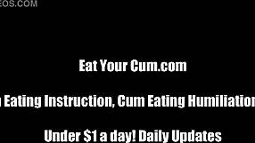 Watch this public humiliation as I instruct you to eat cum in a femdom domination session.