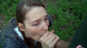 I blasted a powerful cumshot across this sexy nympho’s face in the forest