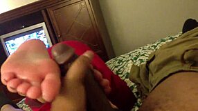 want to see my black feet toes giving a footjob cumshot on saturday?