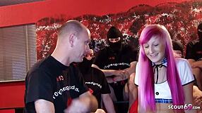 Skinny German teen Jay Bo 18 tries first AO creampie gangbang! Wild stuff! 😜