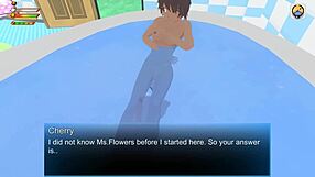 Femdom Humiliates Cute Slave in University Bathroom BDSM Game