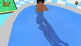 Femdom Humiliates Cute Slave in University Bathroom BDSM Game