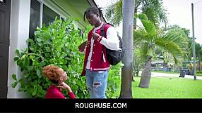 roughuse features a black teen stepsister in a freeuse scenario with james cameron and nicky rebel