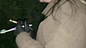 Cracky forgets objects in her pussy! Mature milf in public outdoor reality