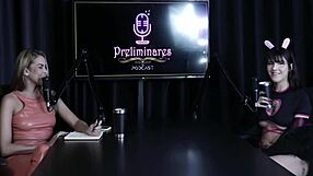 Nympho in sheer red lingerie masturbates and cums twice