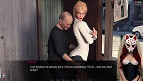 Nasty old dude gropes young Jessica in see-through corset outdoors