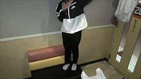 this asian japanese couple nervously has sex in a forbidden place