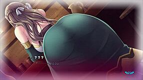 through the wall hole, big sister sucks me off in this hentai scene