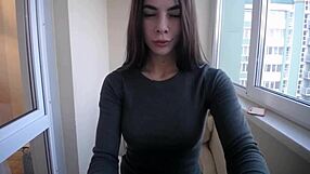 cute girl tanya shows small tits on webcam outdoors