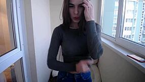 cute girl tanya shows small tits on webcam outdoors