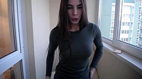 cute girl tanya shows small tits on webcam outdoors