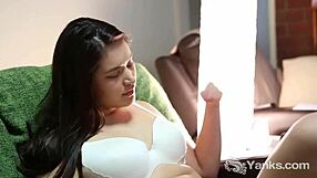 Busty brunette tara masturbating to orgasm with big tits and nipples.