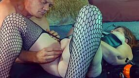 Granny Carmen Gets Dildo Fucked And Cums On Halloween Night