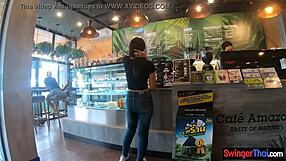 Young Thai amateur with big butt gives blowjob then gets pussy fucked doggystyle