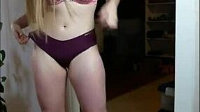 Homemade Brunette Teases In Panties During Slow Dance.