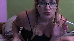 Anime Hentai Girl Masturbates While Smoking with Painted Lips