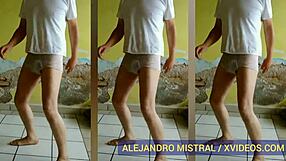 Hombre Gay Alejandro Mistral Dances in Wet White Underwear for Hot Solo