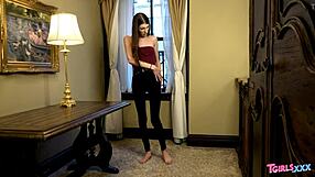 Young Shemale Ava Holt With Small Tits Masturbates In Solo Crossdressing Scene