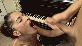 Whore in red lingerie gets her ass fucked hard!