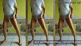 Hombre Gay Alejandro Mistral Dances in Wet White Underwear for Hot Solo