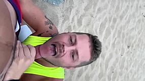 gay blowjob in public on the beach with outdoor exposure