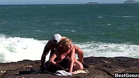 ocean threesome for busty blonde tarra white with big cocks