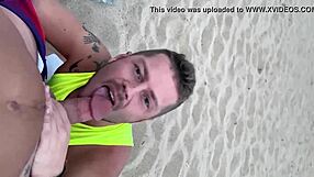gay blowjob in public on the beach with outdoor exposure