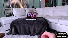 The busty redhead babe strips for her boyfriend, teasing her pierced tits in lingerie