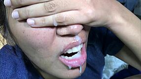 Amateur Latina bitch Mariangel Belle takes facial after raw no-condom missionary and cowgirl fun