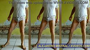 Hombre Gay Alejandro Mistral Dances in Wet White Underwear for Hot Solo