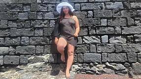 Look at my seductive stepmom flaunting on public beach!