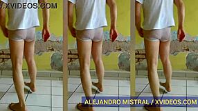 Hombre Gay Alejandro Mistral Dances in Wet White Underwear for Hot Solo
