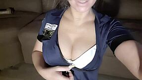 Blonde femdom gives jerk off instructions.