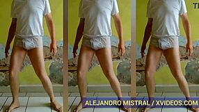 Hombre Gay Alejandro Mistral Dances in Wet White Underwear for Hot Solo