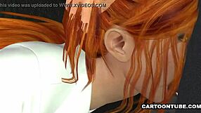 Fyldig 3D sekretær suger og knepper på kontoret