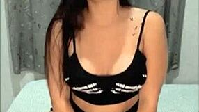 brunette babe likes to show off her big tits and ass with toys