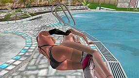 animated 3d lesbian girls fuck in spoon position with cute hentai style