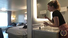 abby adams enjoys a facial from rome major in the bathroom